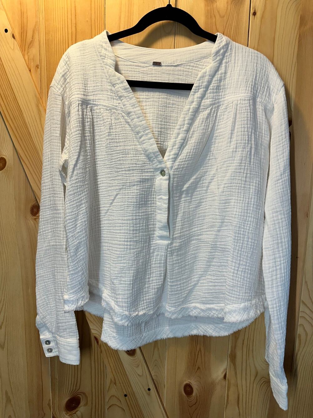 Free People We The Free Easy Sunday Gauze Pullover Top Optic White (No Size Tag)